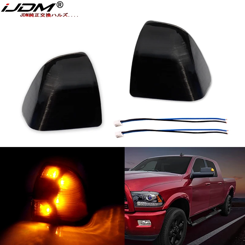 iJDM Amber Side Mirror Marker Lamps For 2010-2018 Dodge Ram 1500 2500 3500 4500 5500 Side Mirror Turn Signal Light 12V
