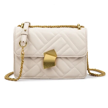 

Mini Crossbody Shoulder Chain Messenger Bag for Women Girls PU Leather Mobile Phone Purse Ladies Handbag Golden Square Decorate