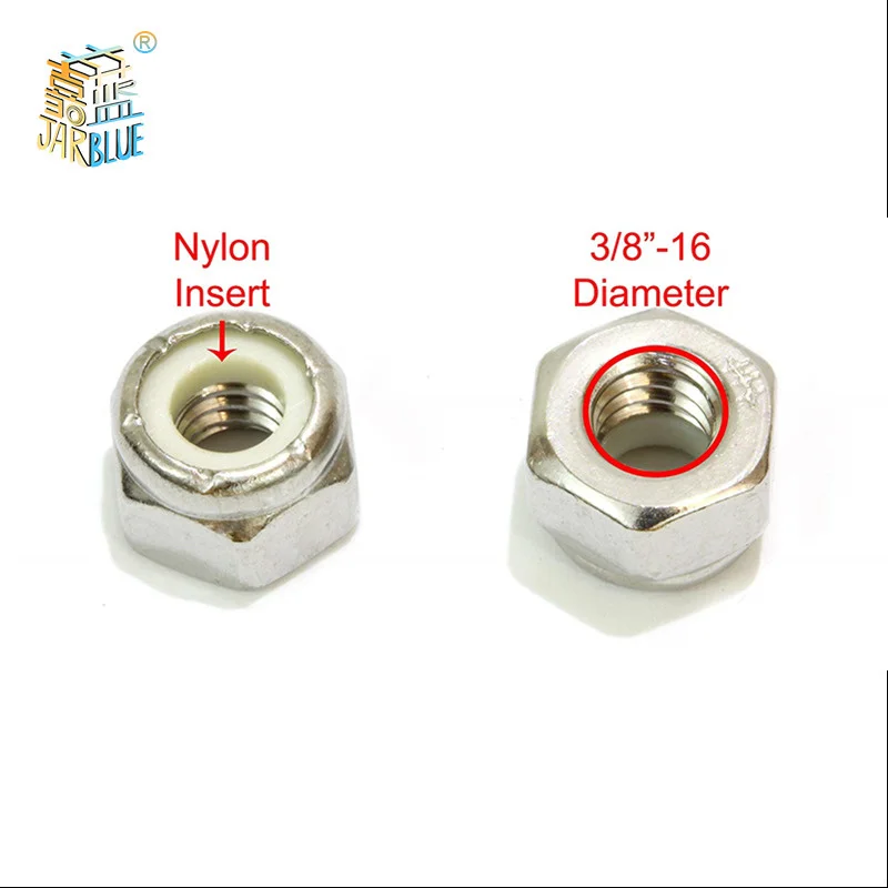 3/8"-16 Inch Lock Nut (10 Pack) Stainless Steel Finish Hex, 304 18-8  Stainless Steel with Nylon Insert, by Bolt Dropper AliExpress