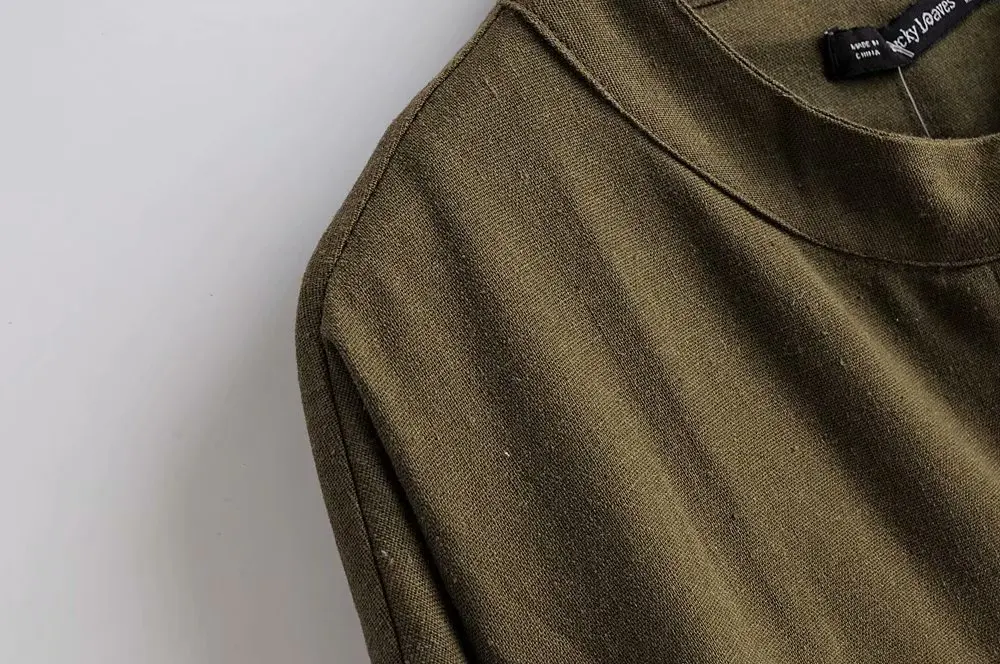 Western Style Autumn And Winter WOMEN'S Dress New Style Solid Color Loose-Fit Army Green Coat