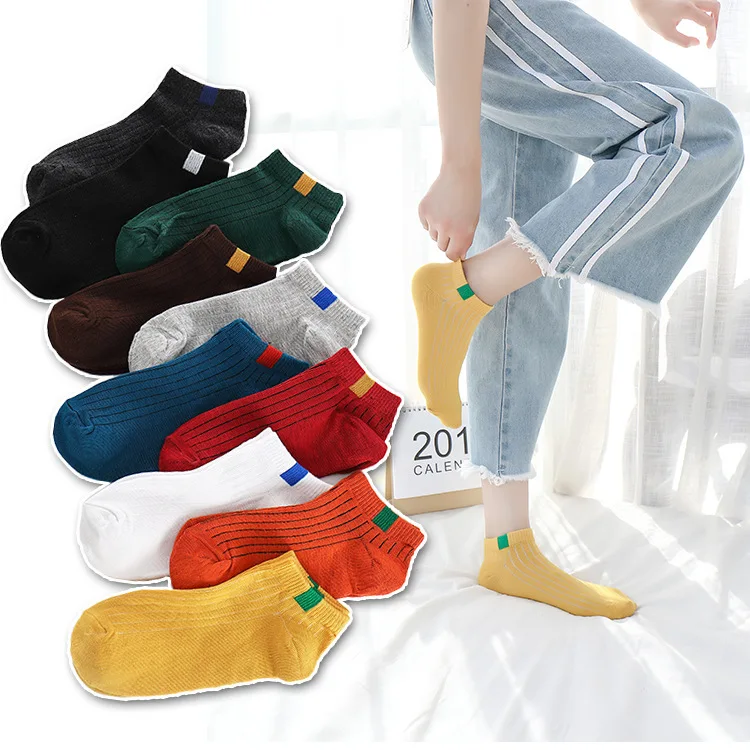 Women Socks Retro Harajuku Cotton Summer Autumn Cute Candy Color sox Socks Ankle Socks Women's Thin sock pink christmas socks