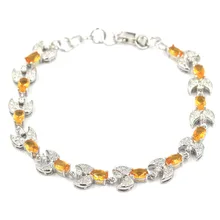 12x10 мм Золотой Цитрин Белый CZ женский подарок серебряный браслет 8,0-9.0in"