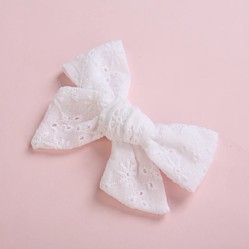

Europe And America Children Lace Bow Barrettes Pure Cotton Lace Machine Embroidery Baby Pointed-Toe Clip GIRL'S Bang Clip