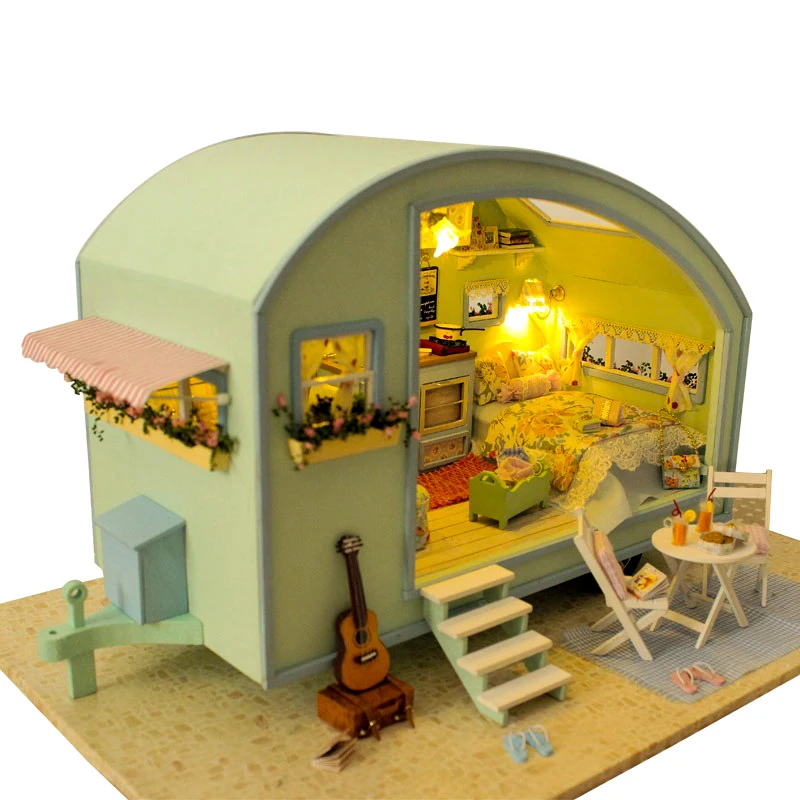 DIY Doll House Wooden Doll Houses Miniature dollhouse Furniture Kit Toys for Children Gift Time travel Doll Houses A-016