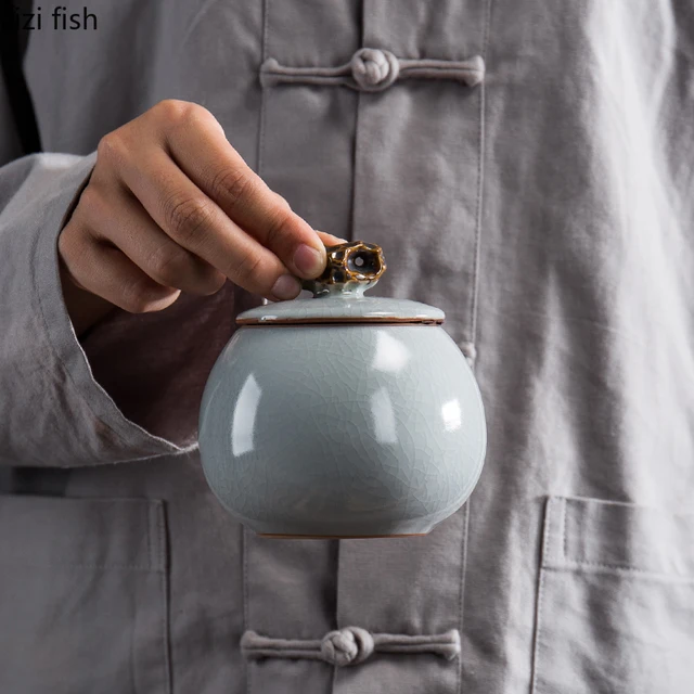 Tea Caddy Kerámia Edény Kicsi Lezárt Edények Tároló Tartály Cukros Tál Otthoni Dekoráció Doboz Teamária Szervező - Image 2