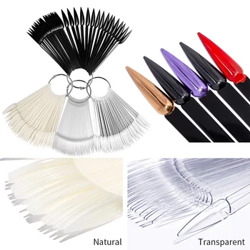 

LEMOOC Nature Clear Black False Nail Tips Full Card Fan Finger Nail Art Display Practice Acrylic UV Gel Polish Tool Decoration