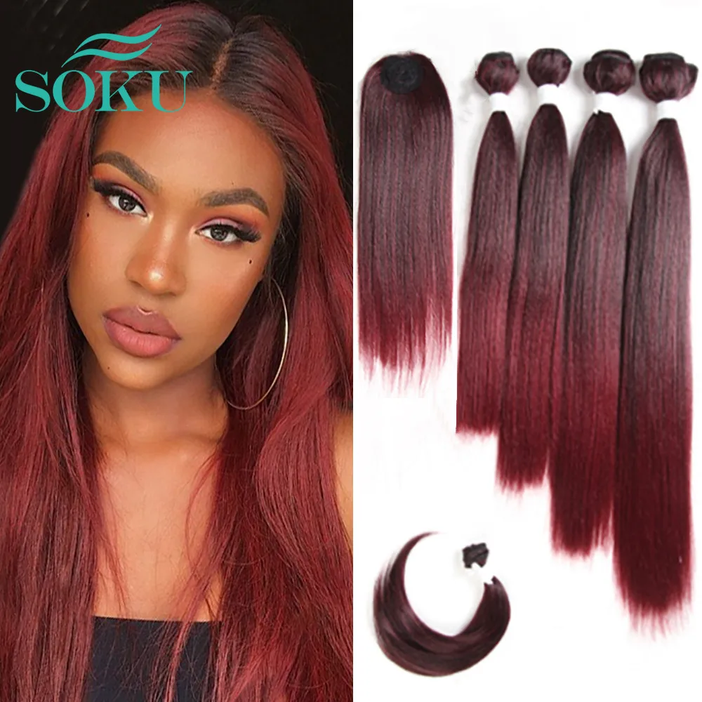 Прямые синтетические волосы SOKU 12 18 дюймов пряди для наращивания|hair weave synthetic|hair