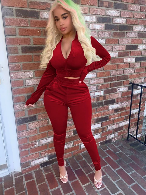 Winter Velvet Crop Jacket and Tracksuit Joggers Plus size Two Piece Set y2k Mujer Jogging Suits for Women Fitness Matching Suits 3