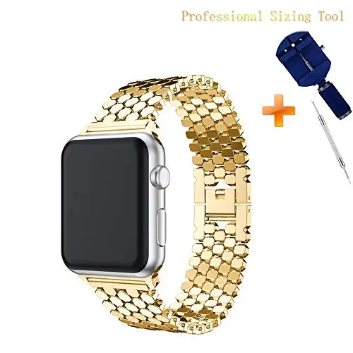 Золотой Yayuu ремешок для наручных часов Apple Watch Series 4/3/2/1 ремешки в виде рыбьей чешуи ювелирные изделия браслет пряжки ремня Нержавеющая сталь металлический браслет - Цвет: Золотой