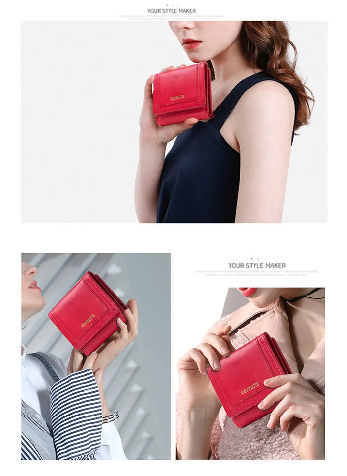 Women Wallets Short Coin Purse Genuine Leather Card Holder Female Money Bag High Quality Mini Walet Small A26