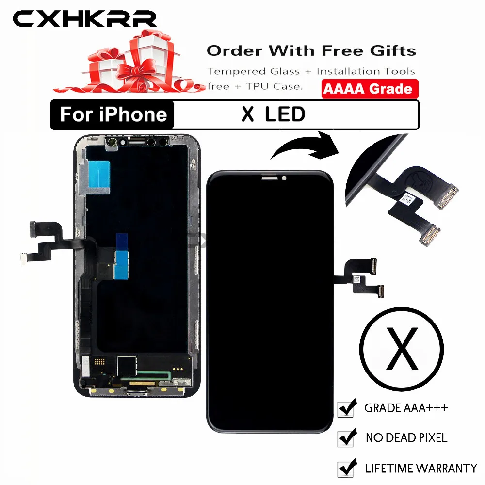 

3PCS/ Grade AAA+++ For iPhone X OLED Screen Replacement Assembly For iPhone X LCD Display +Free tracking number