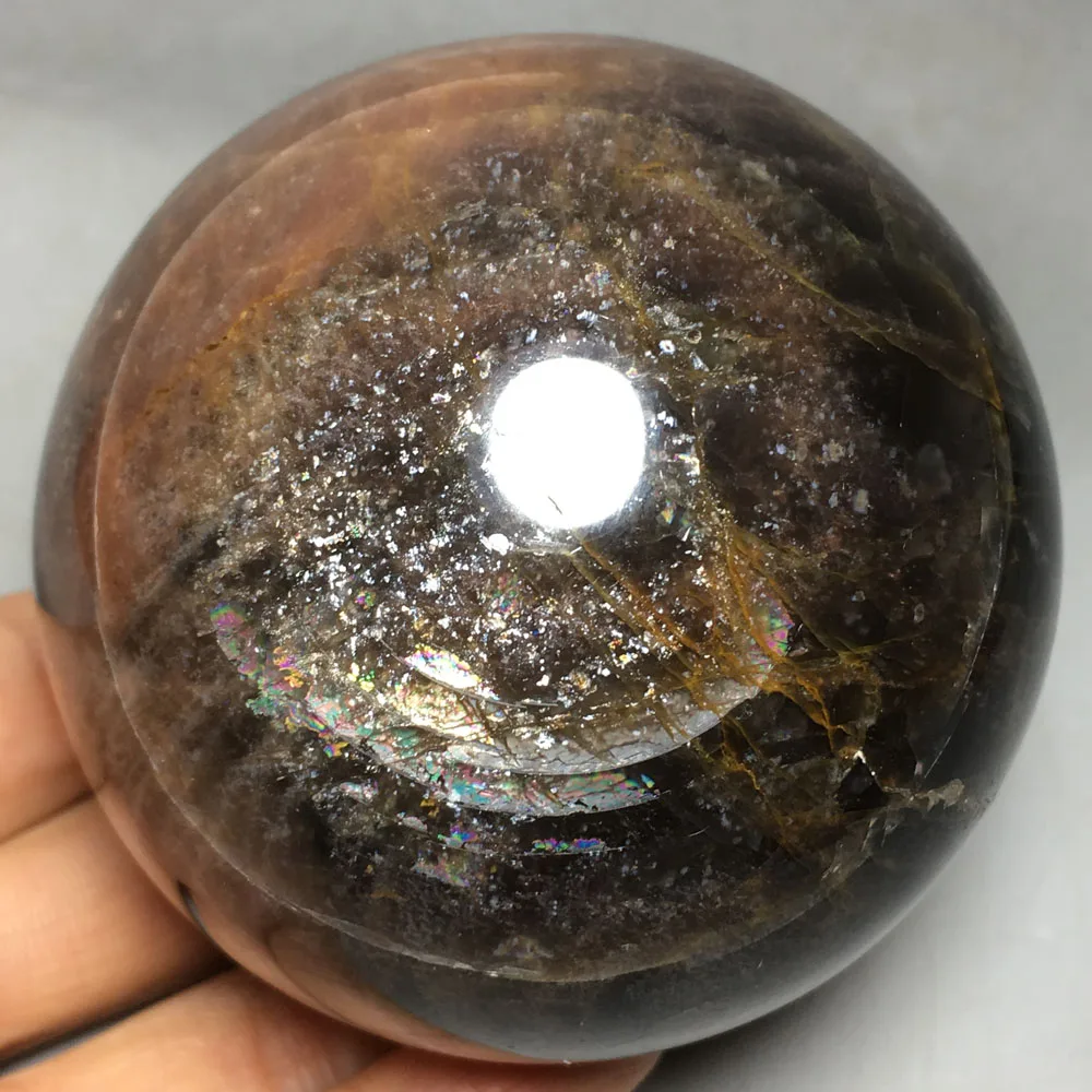 

475g Hot sale Natural quartz crystal polishing black moonstone ball healing