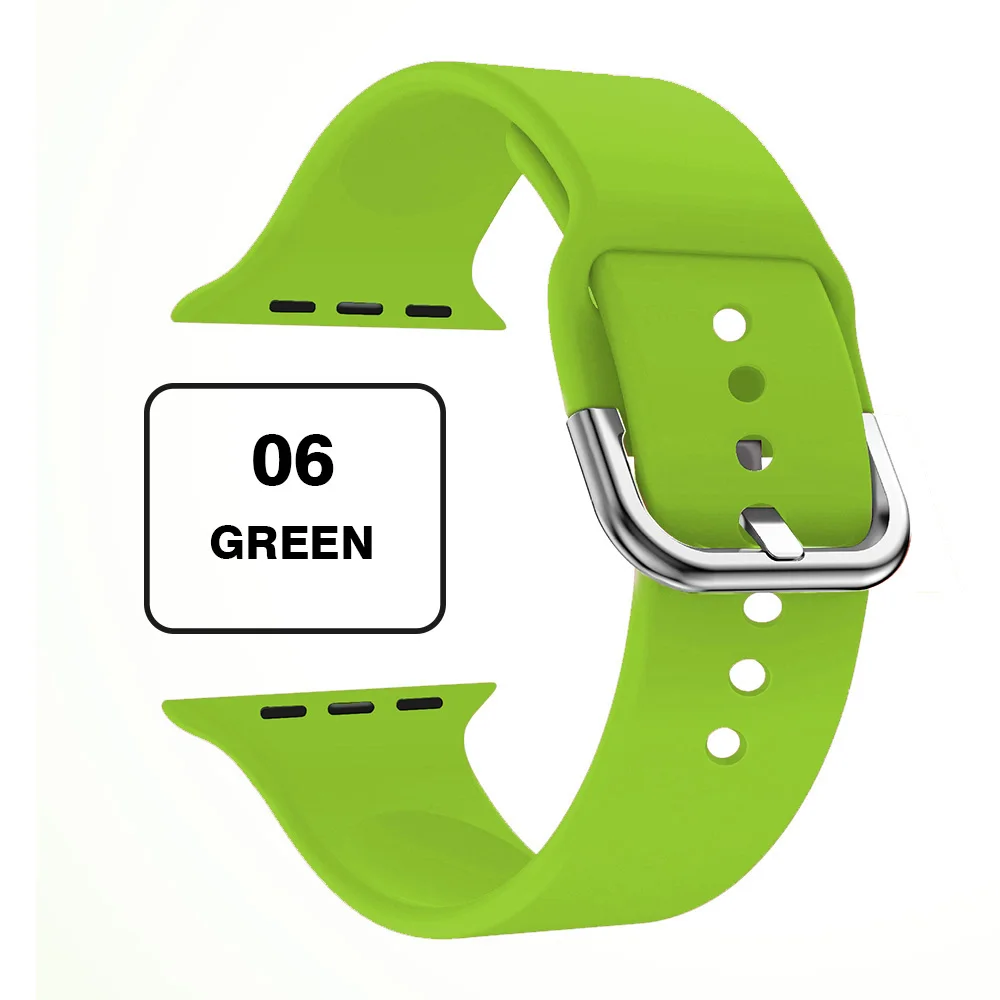 Band for Apple Watch 4 40mm 44mm Soft Silicone Sport Breathable Bracelet Strap for iWatch Series 5 4 3 2 1 correa 38mm 42mm - Цвет ремешка: Green