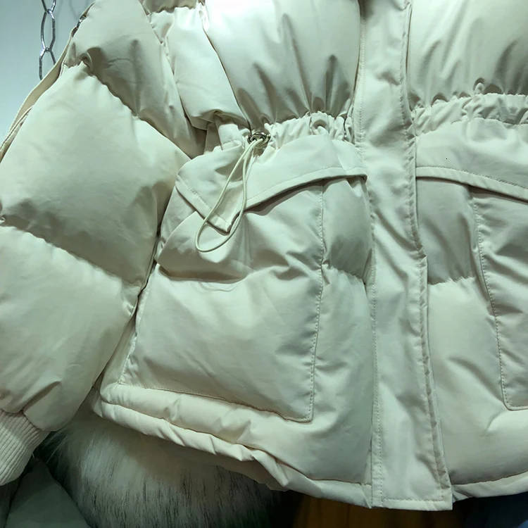 Женская зимняя куртка, пуховое хлопковое пальто, женская парка, натуральный Лисий мех, с капюшоном, Модное теплое плотное пальто, зимняя женская куртка MY223