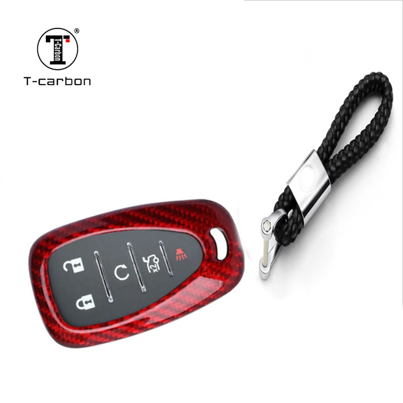 

True Carbon Fiber Car Remote Key Case Car Key Cover Keychain Key Ring For Chevrolet Camaro business