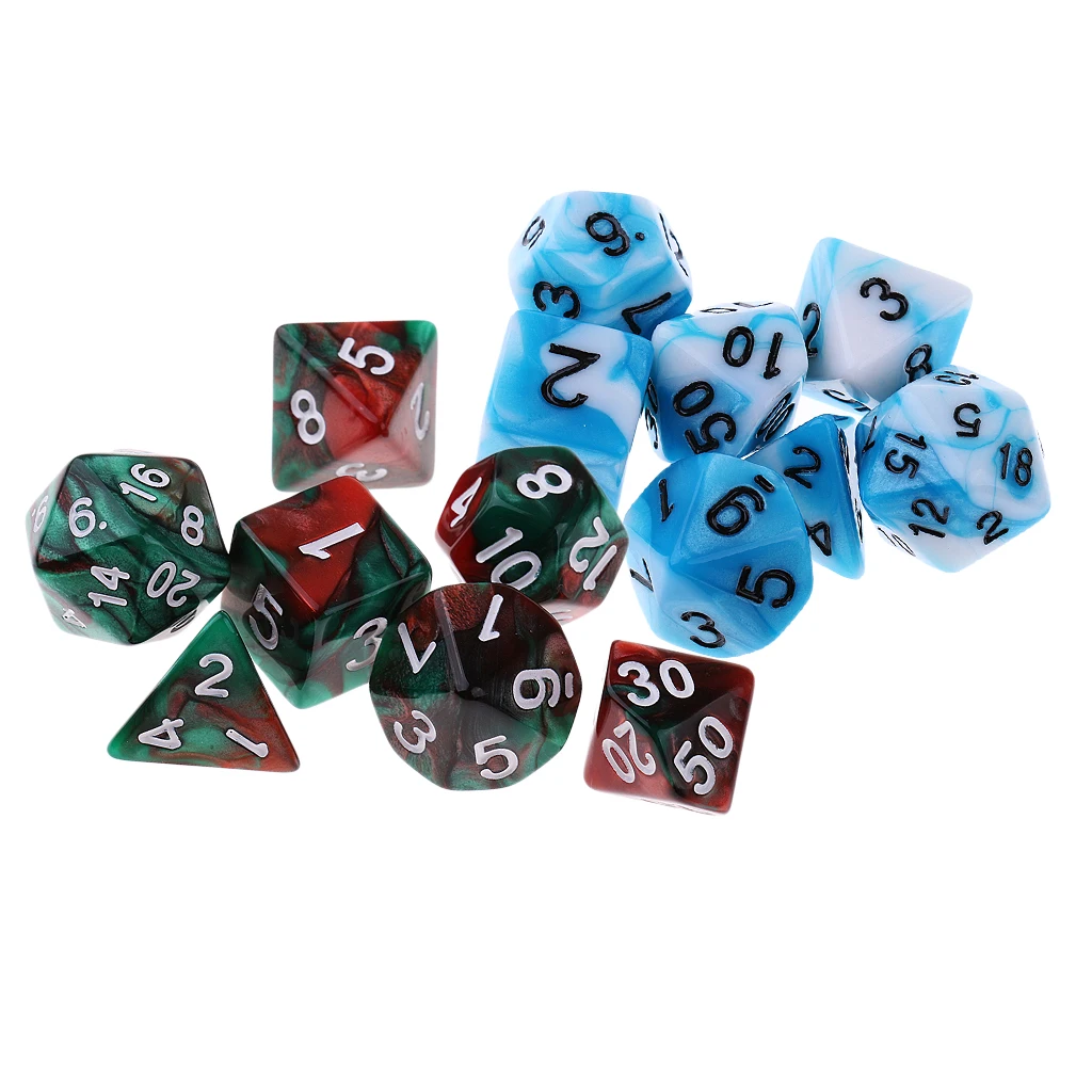 14 шт многогранных кубиков для подземелий и драконов RPG D20 D12 D10 D8 D6 D4 DIY