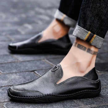

Man genuine Leather Shoes Spring autumn Male Dress Shoe Genuine Leather Loafers Men Moccasins Casual Footwear shoes big size 47