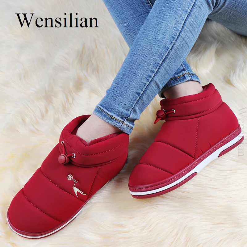 

Winter Snow Boots Women Ankle Boots Solid Plush Home Shoes Slip On Casual Shoes Women Booties Ladies Shoes With Fur Botas Mujer