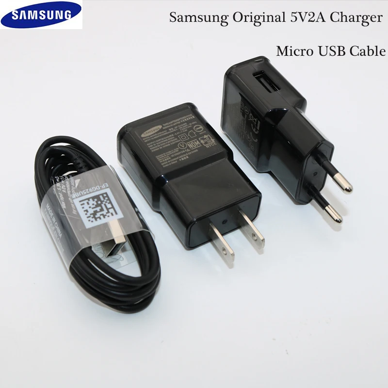 Зарядное устройство samsung для путешествий, настенный адаптер, 5 В, 2 А, зарядный Micro USB кабель для samsung Galaxy S6, S7 Edge, J3, J5, J7, Note 4, 5, A3, A5, A7