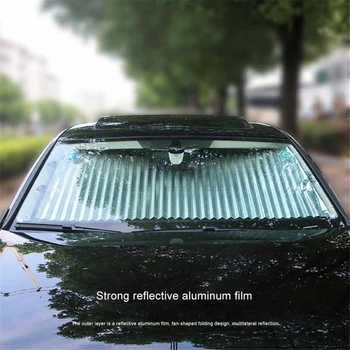 

Car Sun Shade Curtain UV Protection Automatic Retractable Car Windshield Sun Visor Summer Car Windshield Sunshade Aluminum Film