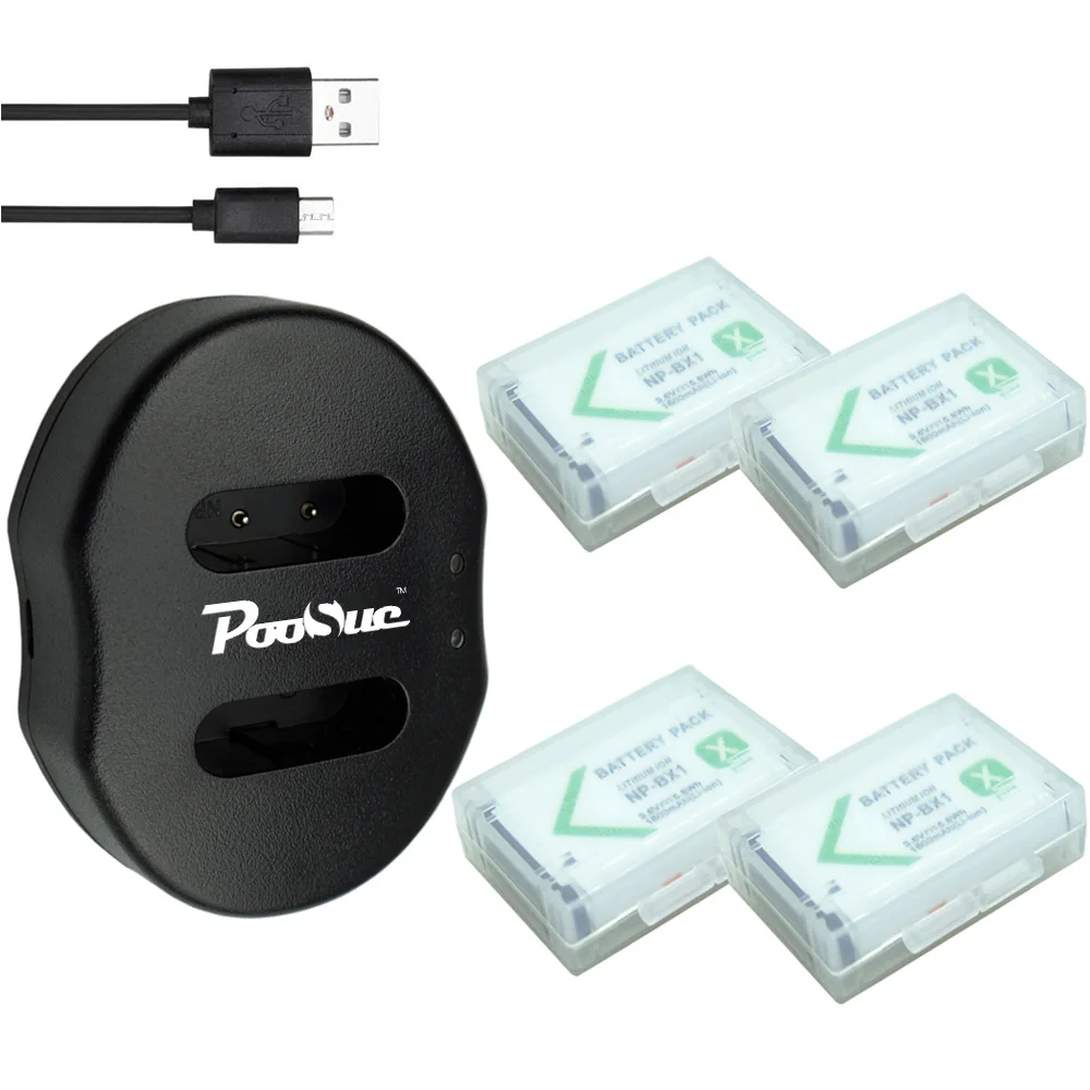 2 шт. NP-BX1 аккумуляторов NP BX1 NPBX1+ двойной bateria зарядное устройство для sony NP-BX1 HDR-AS200v AS15 AS100V DSC-RX100 X1000V WX350 RX1 - Цвет: 4batteryxcharger
