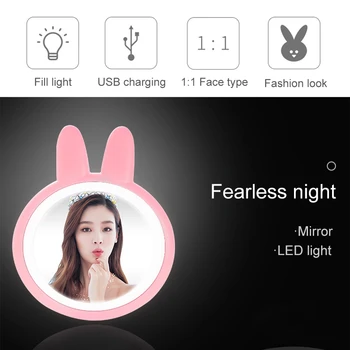 

Mini Pocket Makeup Mirror with LED Lamp Illuminated Led Vanity Mirror Compact Mirror Cute Gift for Girl USB Charging Cosmetics