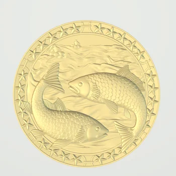 

zodiac Aquarius sign relief STL format CNC router carving Aspire ArtCAM Type3 design 3D file