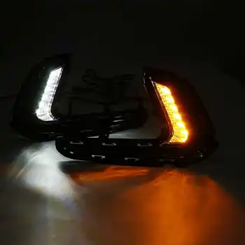 

2pcs ABS Daytime Running Lights LED 12V for Hyundai Elantra AD 2017-2018 Fog lamp cover DRL White w/ yellow turn signal lamps