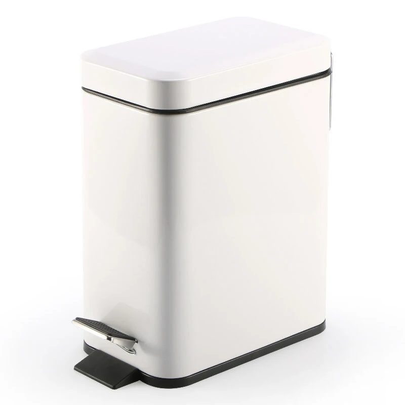 5L-white UNTIOR Silent Stainless Steel Trash Can 5L Rectangular Step Kitchen Waste Bin for Bathroom Kitchen Living Room Office Trash Bin - Цвет: 5L-white
