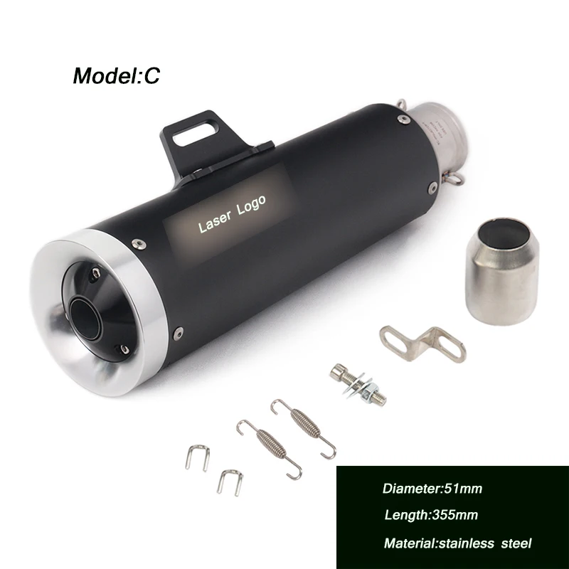 Motorcycle Stainless Steel Exhaust System Silp on 51mm Exhaust Muffler Pipe DB Killer With Laser Logo