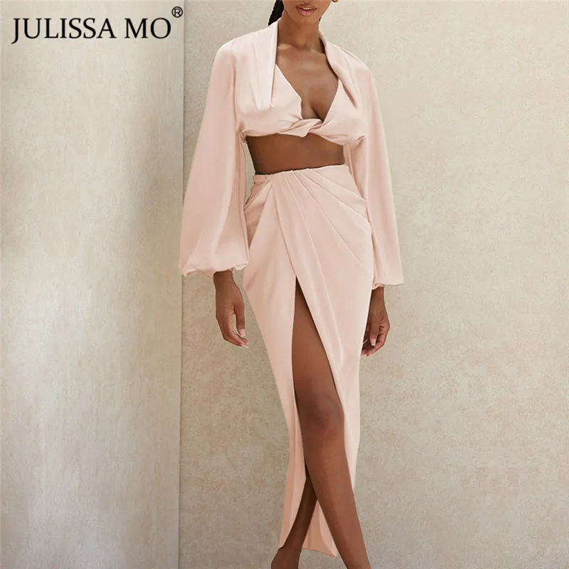 Женский атласный комплект JULISSA MO из двух предметов элегантный розовый топ с