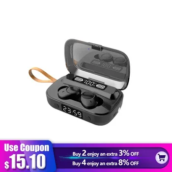 

TWS Bluetooth 5.0 Earphones 2200mAh Charging Reduction Ios Android Gaming Headset Charging Binaural English LED Display Touch