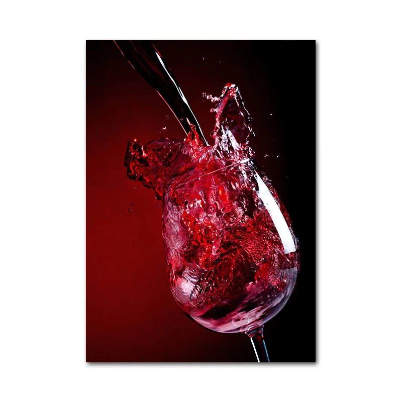 Красное вино стекло картина маслом печать плакат современный холст искусство Бар Ресторан украшение кухонной стены столовая Декор для гостиной - Цвет: Picture B