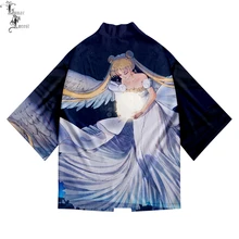 Аниме Сейлор Мун 3D печать японское кимоно хаори юката косплей для женщин/мужчин Модная Летняя Повседневная крутая уличная одежда с коротким рукавом