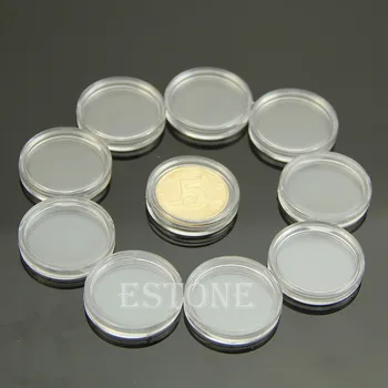

10 PCS Applied Clear Round Cases Coin Storage Capsules Holder Round Plastic 22mm