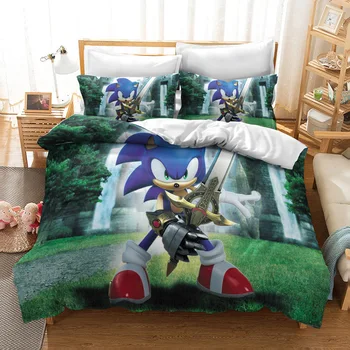 

Cartoon Hedgehog Sonic Character 3d Bedding Set Adult Kids Duvet Cover Set Twin Full Queen King Bed Linen Bedclothes 03