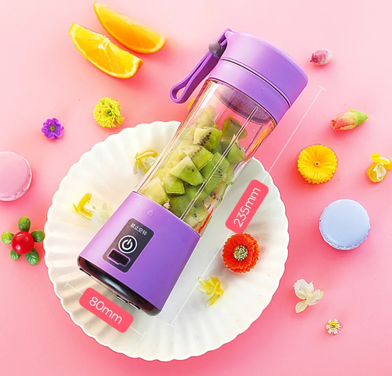 380ml Portable Juicer Electric USB Rechargeable Smoothie Blender Machine Mixer Mini Juice Cup Maker fast Blenders food processor