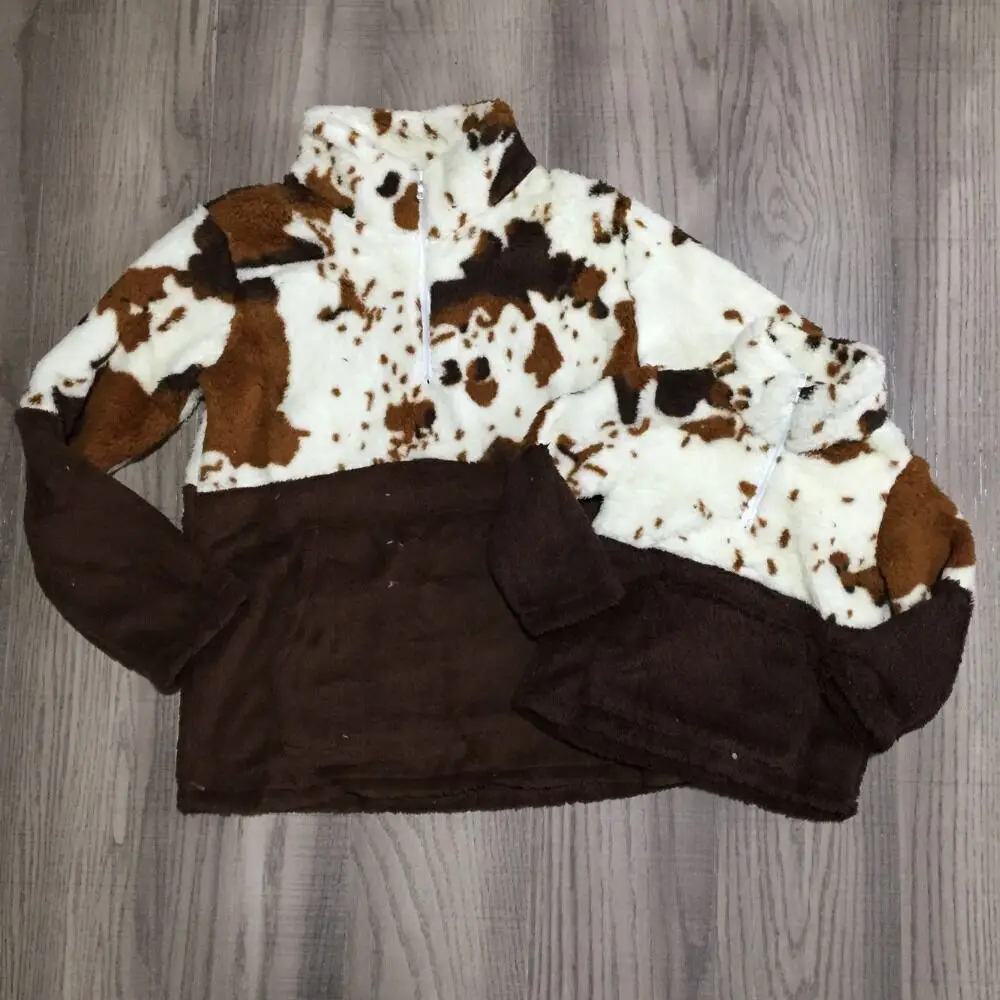 GirlyMax/зимняя одежда для мамы и дочки с принтом Warme Tie Dye плюшевый реглан Mommy Me Milk Cow |