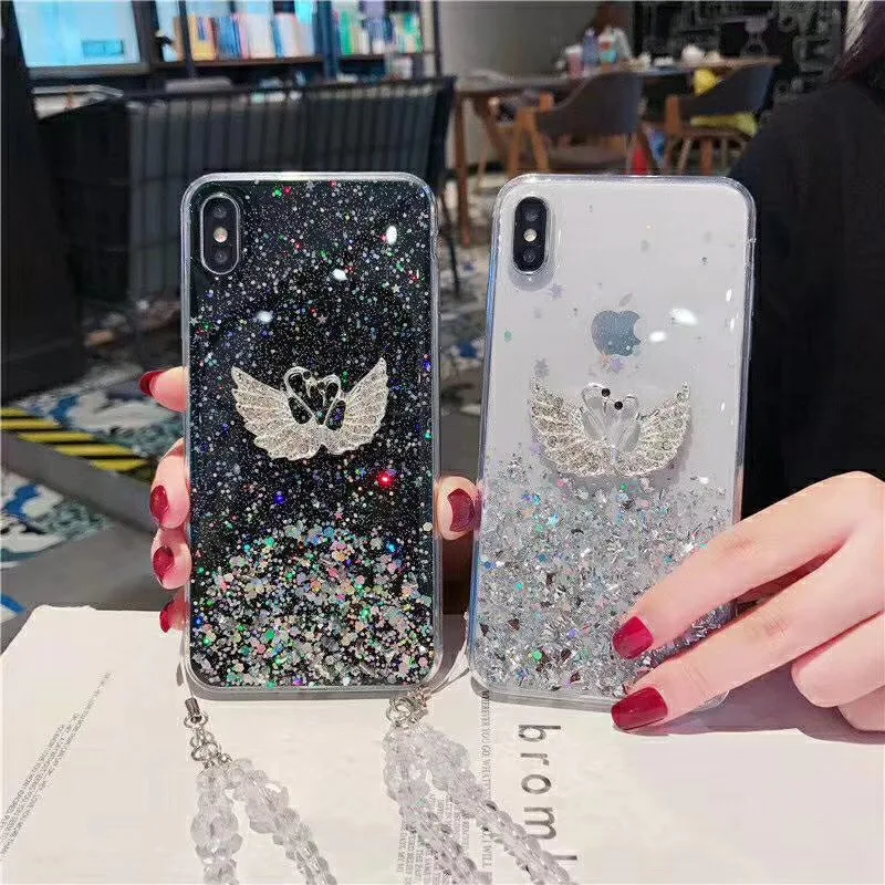 Чехол для телефона с хрустальным ремешком Huawei Mate 10 20 P10 P20 P30 Pro Lite Nova 3 3i 4 5 5i милый