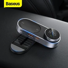 Baseus الشمسية FM المغير الارسال بلوتوث 5.0 يدوي لاسلكي مشغل MP3 المغناطيسي USB شاحن سيارة AUX الصوت سيارة عدة