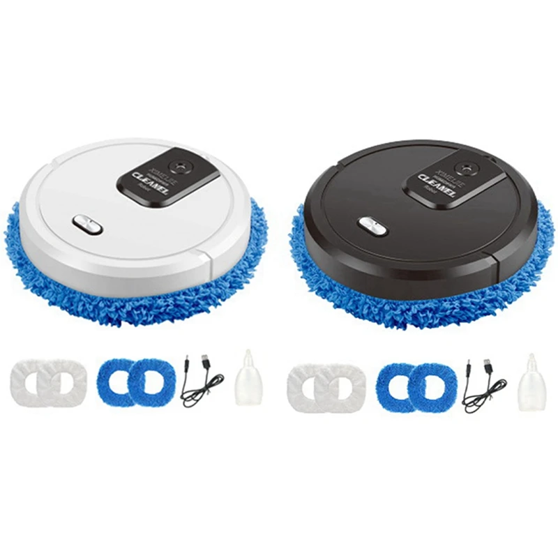 PROD 1005003292405244 2 Set Sweeping Robot Floor Sweeper Robotic Vacuum
Cleaner Dry And Wet Spray Cleaning Mopping Mop MachineWhite & Black