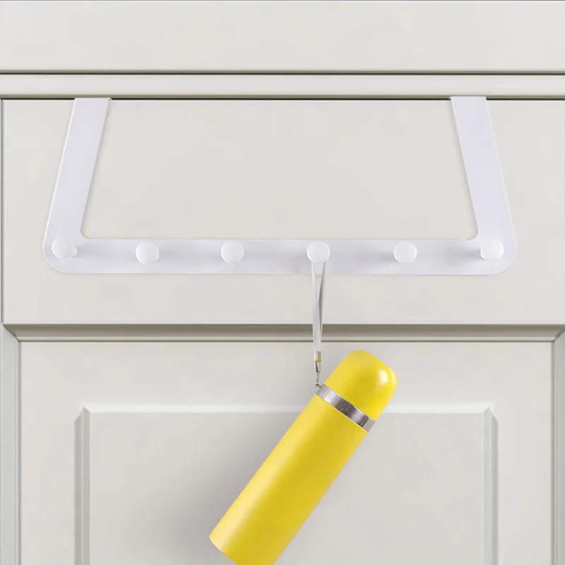 Stainless Steel Over The Door Hooks Coat Hanger Rack 6 Hooks for Cloth Pants Hat Towel HUG-Deals