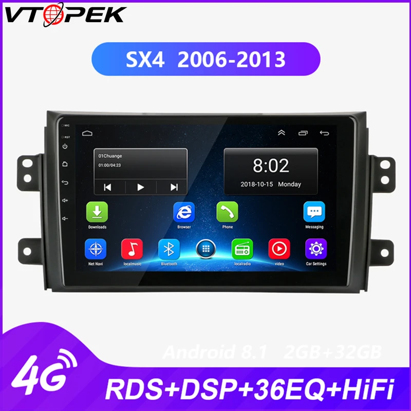 

Vtopek IPS Touch Screen Android Car Radio Player for Suzuki SX4 2006-2013 2 Din Multimedia 4G WIFI GPS Navigation Player RDS DSP