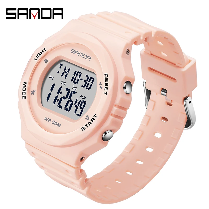 SANDA Fashion Brand Sports Women Watches LED Electronic Digital Waterproof Ladies Clock Female Wristwatch relogio feminino 6069 