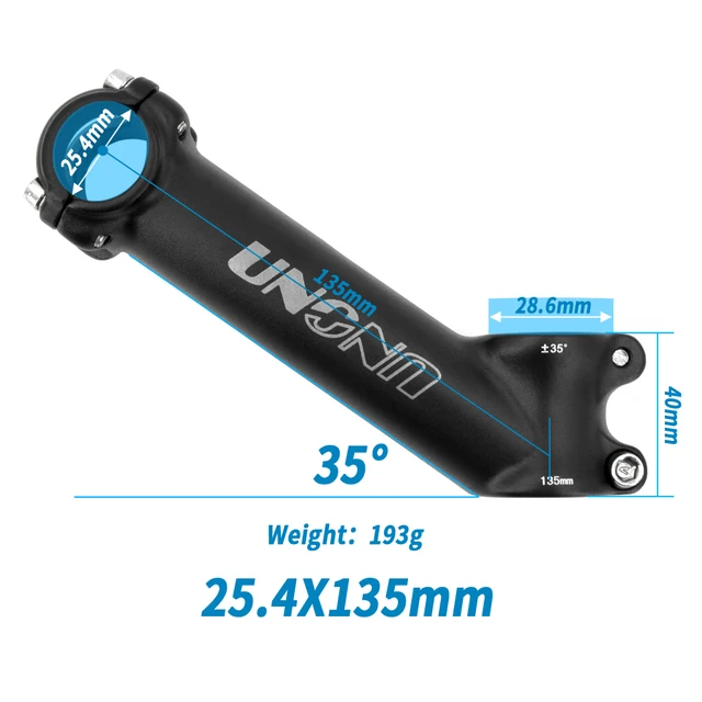 UNO Bike Stem Riser Aluminum Alloy Bicycle Handlebar Stems Black MTB Stem 35 Degree For 25.4/31.8mm Bar MTB Power Bike Parts 25.4x135mm 35 stem