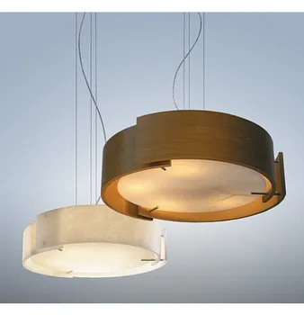 

Modern Japanese Wood Circular Pendant Light Restaurant Bedroom Kitchen Hanging Light deco chambre