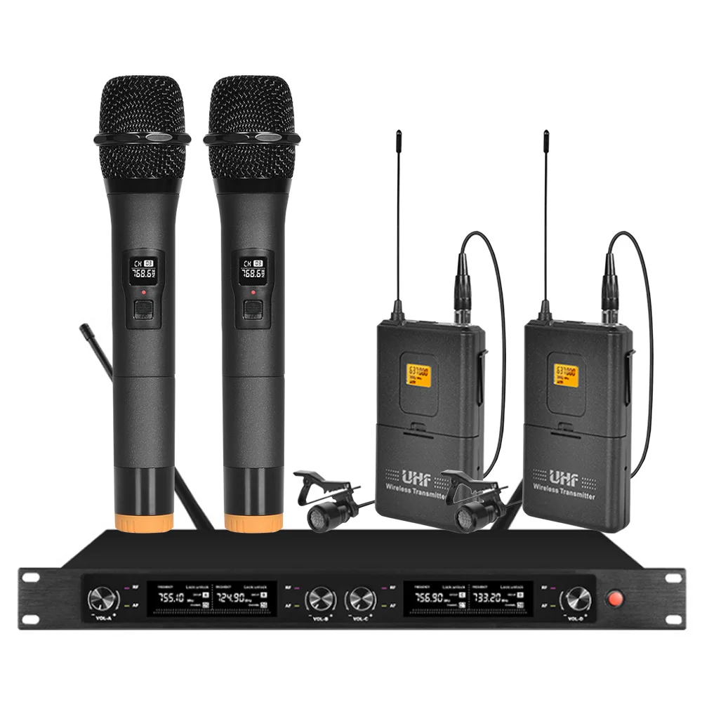 

ORBAN professional wireless microphone system 4 channels 2 capacitor lavalier microphone 2 moving coil handheld microphone