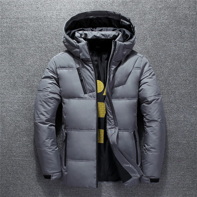 Light Grey JDDTON, зимняя мужская куртка, теплое плотное пальто, Зимняя Красная Повседневная парка, Мужская теплая верхняя одежда, модная мужская одежда на белом утином пуху JE314 - Цвет: Light Grey