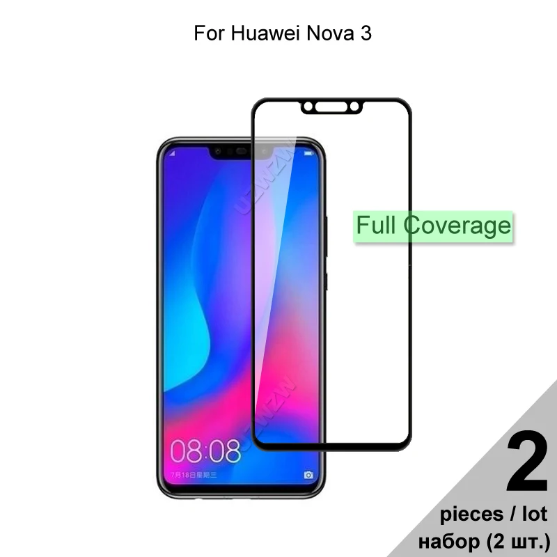 Защитное стекло для Huawei Nova 3 закаленное с полным покрытием | Мобильные телефоны и