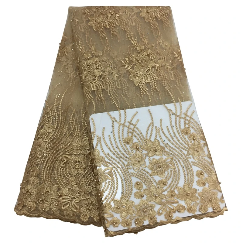 

Latest African Lace Fabric 2019 Flower Embroidered Nigerian Swiss Volie Laces Fabric Beaded High Quality For Bridal Woman Dress